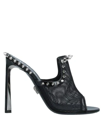 Shop Philipp Plein Woman Sandals Black Size 6 Textile Fibers