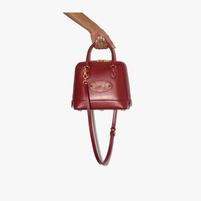 Shop Gucci Red Horsebit 1955 Leather Top Handle Bag
