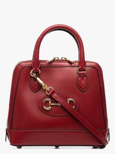 Shop Gucci Red Horsebit 1955 Leather Top Handle Bag