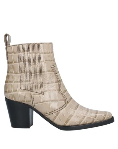 Shop Ganni Ankle Boots In Beige
