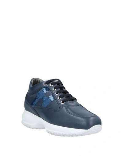 Shop Hogan Woman Sneakers Midnight Blue Size 8 Soft Leather