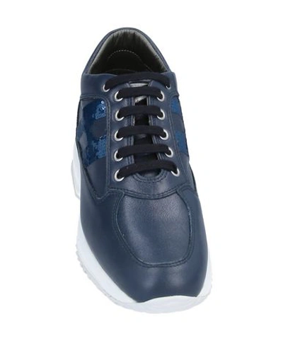 Shop Hogan Woman Sneakers Midnight Blue Size 8 Soft Leather