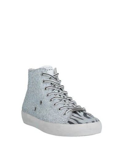 Shop Leather Crown Sneakers In Light Grey