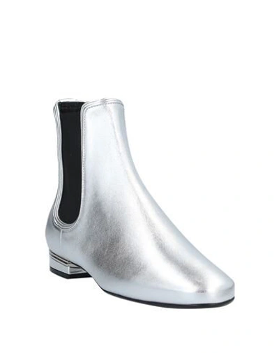 Shop Ferragamo Woman Ankle Boots Silver Size 7 Calfskin