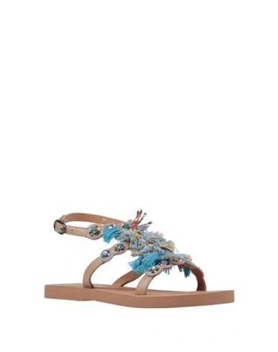 Shop Coral Blue Sandals In Beige