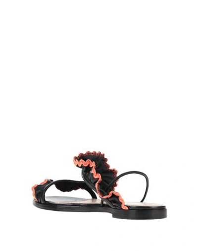 Redv Rickrack-trimmed Ruffled Leather Slingback Sandals In Black