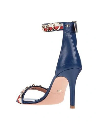 Shop Elisabetta Franchi Woman Sandals Blue Size 9 Soft Leather
