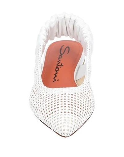 Shop Santoni Woman Ballet Flats White Size 7 Textile Fibers