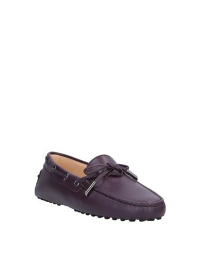 Shop Tod's Woman Loafers Purple Size 6 Soft Leather