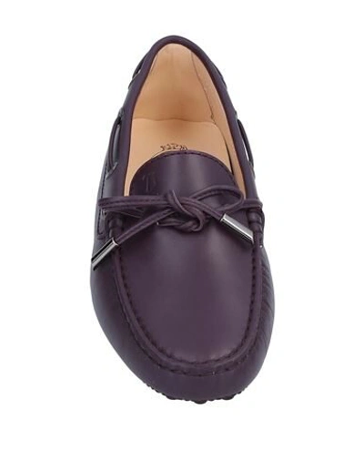 Shop Tod's Woman Loafers Purple Size 6 Soft Leather