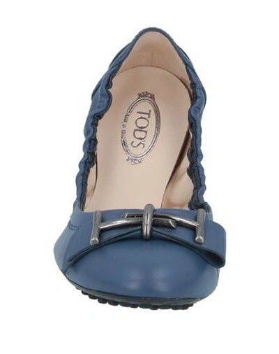 Shop Tod's Woman Ballet Flats Pastel Blue Size 7 Soft Leather