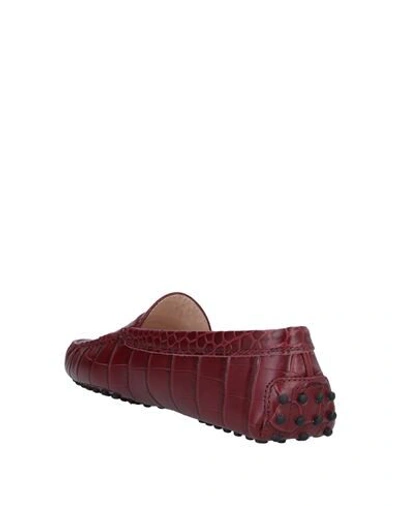 Shop Tod's Woman Loafers Burgundy Size 7 Soft Leather In Red