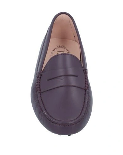 Shop Tod's Woman Loafers Deep Purple Size 7.5 Soft Leather