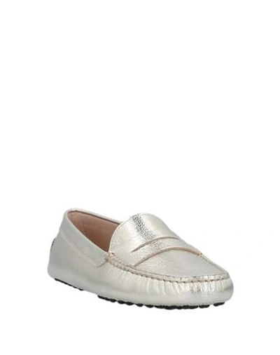 Shop Tod's Woman Loafers Platinum Size 8 Soft Leather In Grey