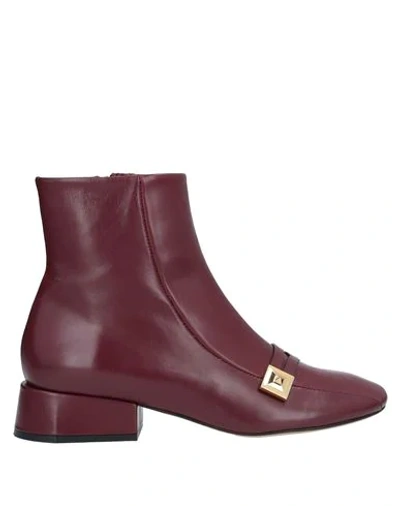 Shop Mulberry Woman Ankle Boots Burgundy Size 7 Calfskin In Maroon
