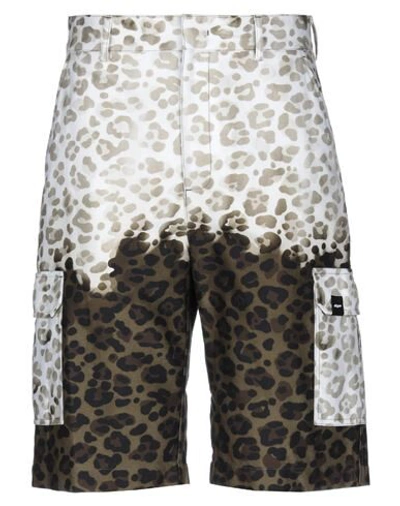 Shop Msgm Man Shorts & Bermuda Shorts Military Green Size 34 Cotton