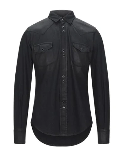 Shop Saint Laurent Denim Shirts In Black