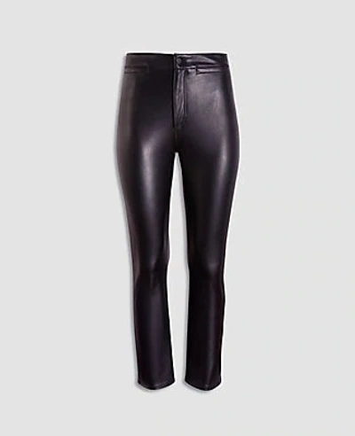 Shop Ann Taylor Faux Leather High Waist Kick Crop Jeans In Black