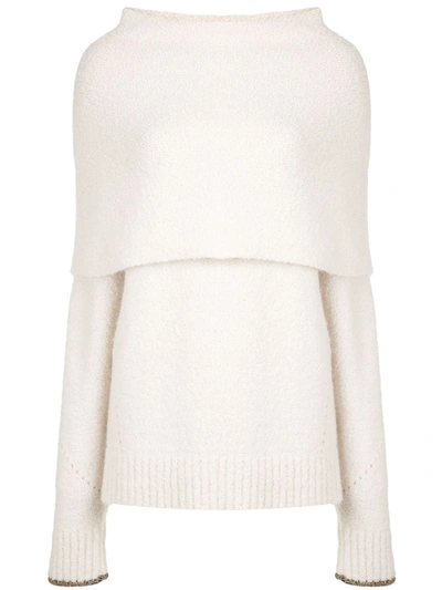 Shop Proenza Schouler Textured Foldover Knit Jumper In White