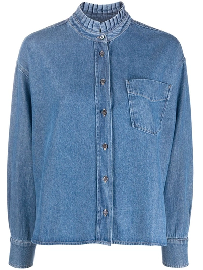 Shop Essentiel Antwerp Button-up Denim Shirt In Blue