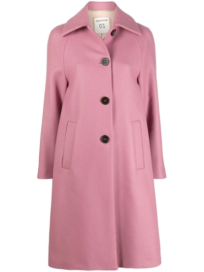 Shop Semicouture Single-breasted Wool Coat In Pink