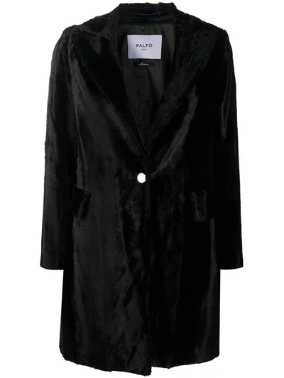 Shop Paltò Faux-fur Single-breasted Coat In Black