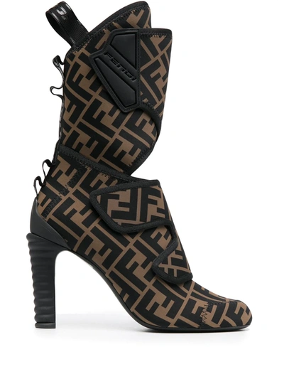 Shop Fendi Ff Promenade Ankle Boots In Brown