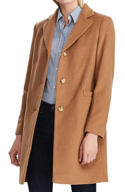 ralph lauren reefer coat camel