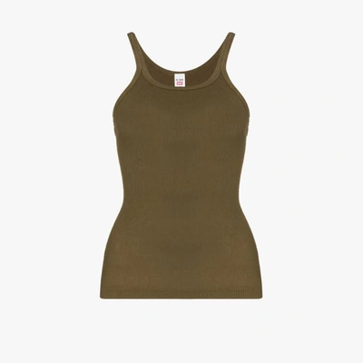 Shop Re/done Ribbed Tank Top In Green