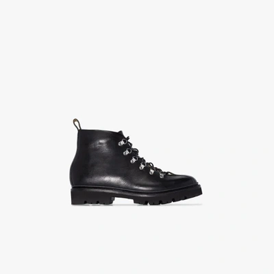 Shop Grenson Black Bobby Leather Hiking Boots