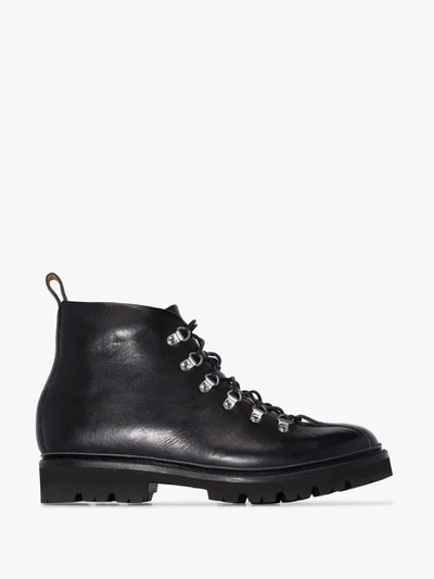 Shop Grenson Black Bobby Leather Hiking Boots