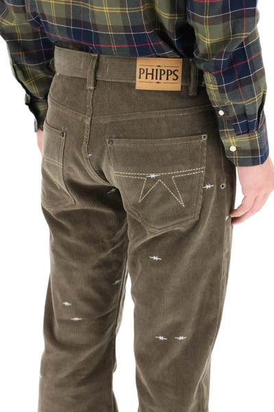 Shop Phipps Cut Velvet Boot Jeans In Green,white