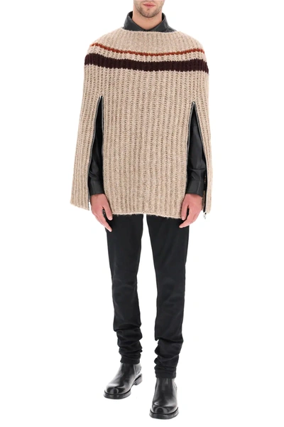 Shop Raf Simons Sweater With Zip In Beige,brown