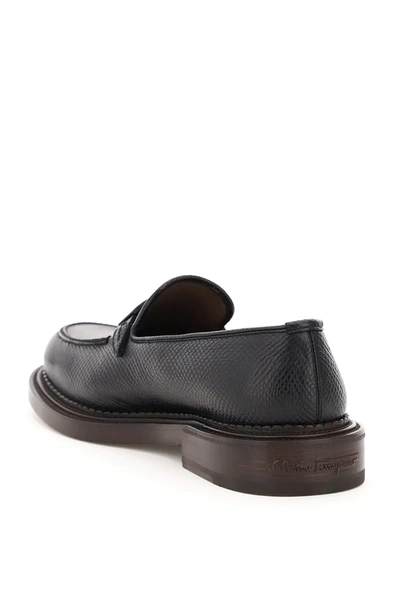 Shop Ferragamo Ralf Loafers Pyramid Gancini In Black