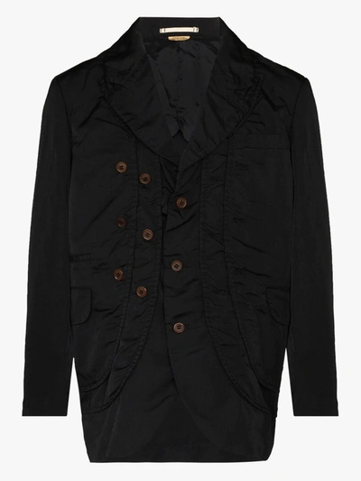 Shop Comme Des Garçons Homme Deux Black Button Detail Single-breasted Blazer