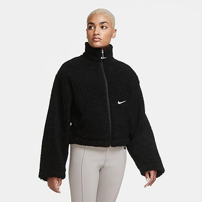 Shop Nike Women's Sportswear Sherpa Fleece Full-zip Jacket In Black