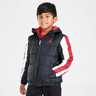 Shop Nike Jordan Boys' Little Kids' Nylon Puffer Jacket In Black/red/white