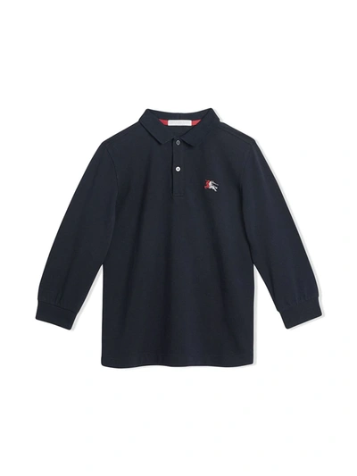 Shop Burberry Langärmeliges Teen Poloshirt In Blue