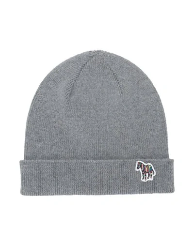 Shop Ps By Paul Smith Ps Paul Smith Men Hat Zebra Beanie Man Hat Grey Size Onesize Lambswool