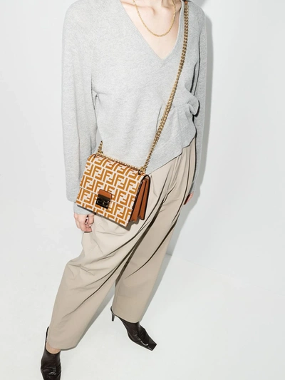 Shop Fendi Small Kan U Shoulder Bag In Brown