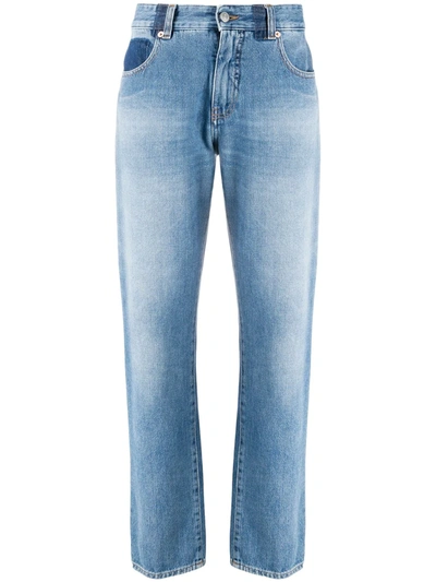 Shop Mm6 Maison Margiela Straight-leg High-waisted Jeans In Blue