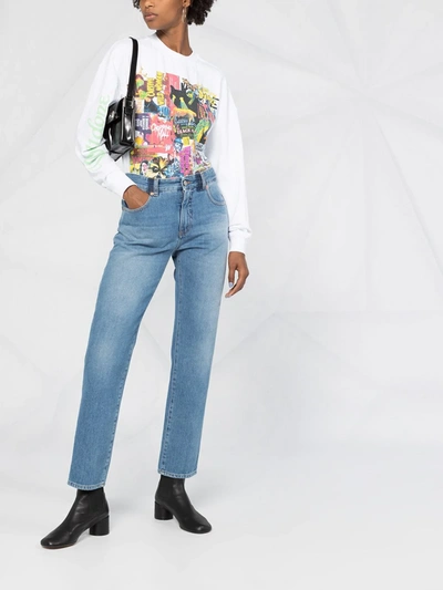 Shop Mm6 Maison Margiela Straight-leg High-waisted Jeans In Blue