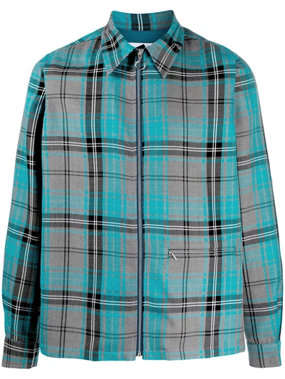 Shop Anglozine Check Print Shirt In Blue