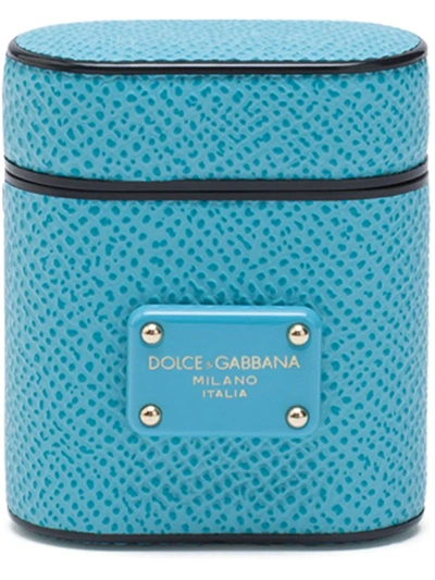 Shop Dolce & Gabbana Logo-plaque Airpod Case In Blue