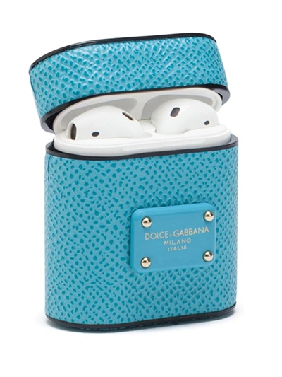Shop Dolce & Gabbana Logo-plaque Airpod Case In Blue