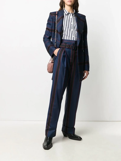 Shop Vivienne Westwood Striped Double-breasted Longline Blazer In Blue