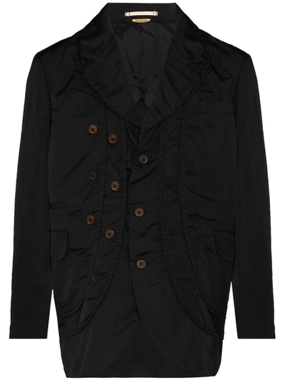 Shop Comme Des Garçons Homme Deux Ruched-detail Single-breasted Blazer In Black