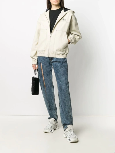 Shop Stussy Lightweight Jacket With Contrast Stitching In Neutrals