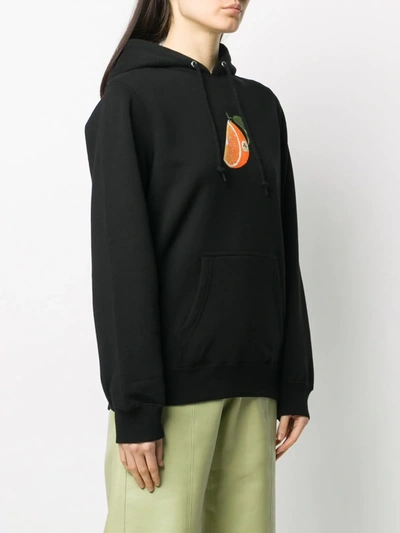 Shop Stussy Orange Print Hoodie In Black