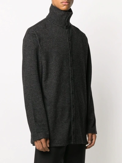 Shop Yohji Yamamoto High Neck Buttoned Shirt Jacket In Grey